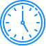 A blue clock is shown on the screen.