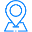 A blue pixel art style picture of a person with a map pin.
