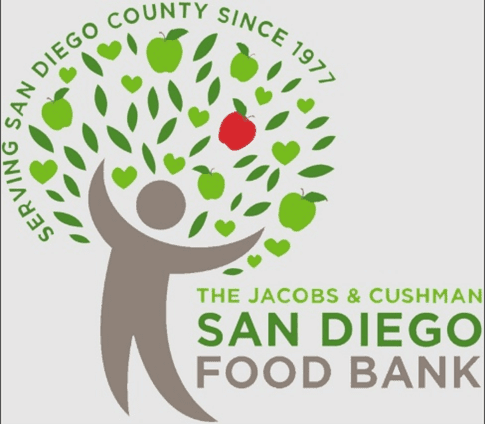A logo of the jacobs and cushman san diego food bank.